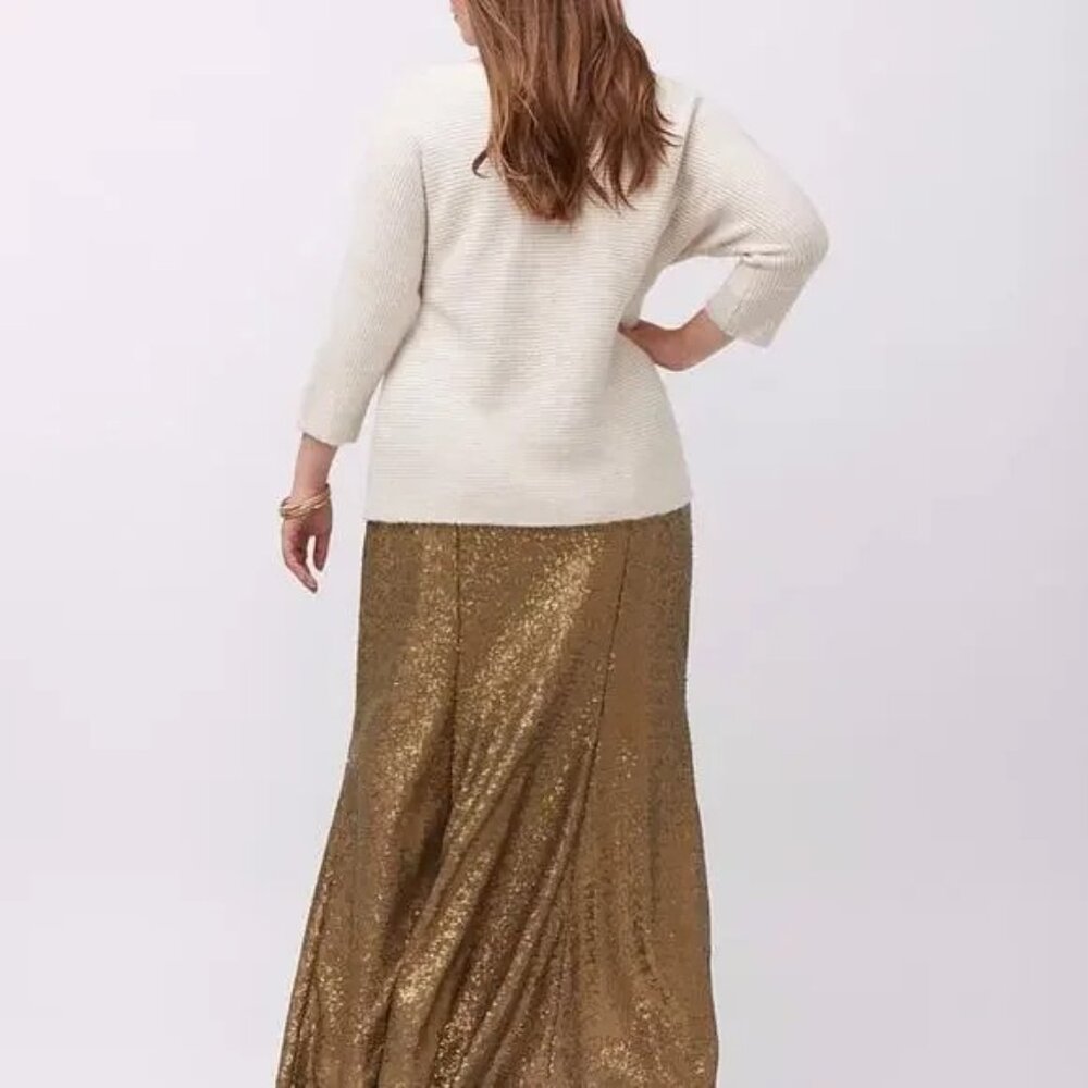Lane Bryant Holiday Gold Sequined lined Maxi Skirt – Size 22  NWT! - Picture 3 of 10